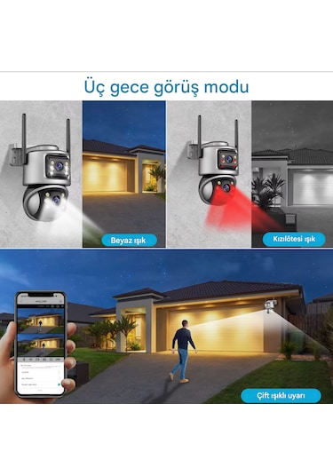 8mp Wifi Ptz Kameralar Dış Mekan 4k Çift Lens Çift Ekran Otomatik