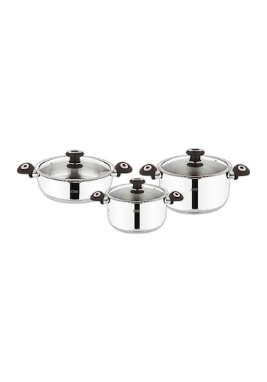 FMS 5013 Eko 6 Parça Çelik Tencere Seti Siyah