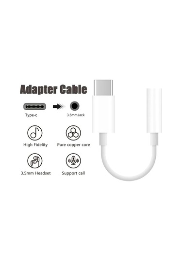 Snapbuy Usb C - 3.5mm Jack Ses Adaptörü, Samsung Uyumlu Xiaomi Huawei Kablolu Kulaklık Bağlantısı Whıte