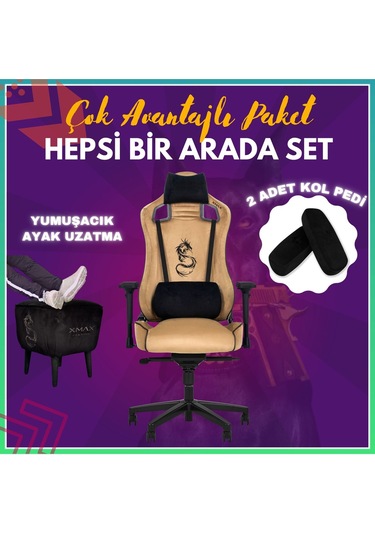Pro Ayak Uzatmalı Kol Pedli Maximus Hardal Oyuncu Koltuğu Hardal