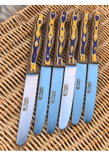 Steak Et Bıçak Seti Sarı - Lacivert