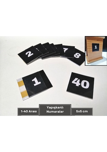 Şeffaf Etiket Yapışkanlı İsimlik Etiketlik Ve 1-40 Siyah Numaralar Peçetelik