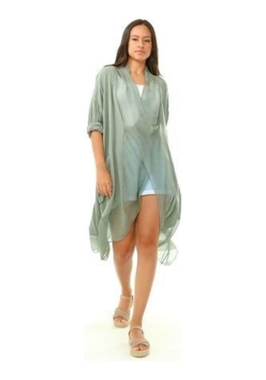 Italyan Ipek Detaylı Oversize Kaftan & Bluz-8711 Açık Haki