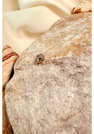 Skull Tasarım Taşlı Halka Altın Gold Renk 316l Stainless Steel Çelik Piercing Tragus Helix Altın