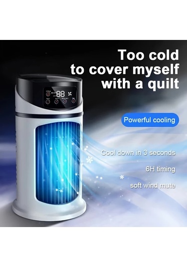 Motion003 Beyaz Ortam Işığı Soğutmalı Nemlendirilebilir Taşınabilir Klima Fanı Usb Fan 3ü 1 Arada Ofis Ve Ev Kullanımı İçin