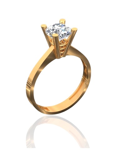 MaGold Tek Taş Yüsek Montür Şık 14 Ayar Altın Yüzük Altın