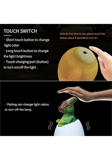 Sones Parasaurolophus Şekli Yaratıcı Dokunmatik 3d Dekoratif Gece Lambası, 16 Renkli Okşama Uzaktan Kumanda Versiyonu Çok Renkli