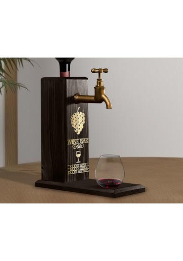 Bk Gift Aynalı Altın Kabartma Musluklu Doğal Siyah Ebony Ahşap Şarap Standı, Home Bar, İçecek Dispenseri, Ahşap İçecek Çeşmesi-17