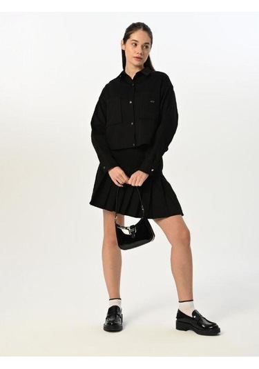 Kız Çocuk Gabardin Ceket Etek Takım-15522 Siyah