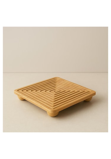 Bambu Dekoratif Top Ayaklı Sunum Tabağı, Servis Tabağı, 28 X 28 Cm 1 Adet
