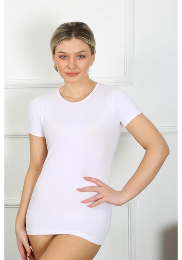 Akbeniz Bayan Kısa Kol Body 232 Beyaz