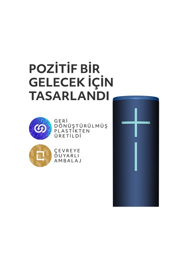 Ultimate Ears Boom 4 Taşınabilir Su Geçirmez Bluetooth Hoparlör, 360 Derece, 15 Saatlik Pil Ömürlü - Mavi