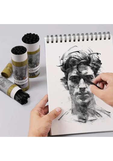 Eskiz Çizimi Ve Tonlama, Kara Kalem, Doğal Söğüt Kömürü Çubukları 7/9mm-25 Adet