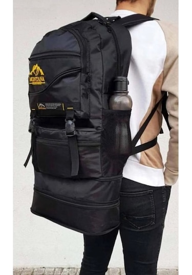 Ebitda Montana Mountainer 80l Siyah Çift Körük Su Geçirmez Sırt Çantası - Kamp & Yürüyüş İçin Uygun Siyah