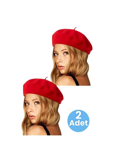 Uniquetrenders Kadın Fransız 2'li Ressam Bere Kırmızı Kırmızı