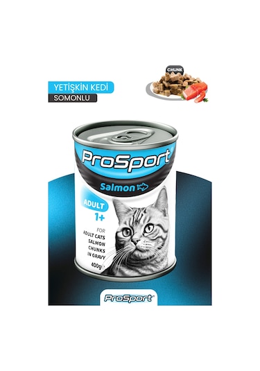 Prosport Chunk Somonlu 12'li Yetişkin Kedi Konserve Yaş Mama 400 Gr 12