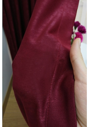 Evdepo Home Deniz Soft Pileli Fon Perde Bordo (446544119) Bordo