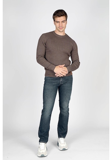 Smith Erkek O Yaka Triko Kazak Vizon-20034 Kahverengi