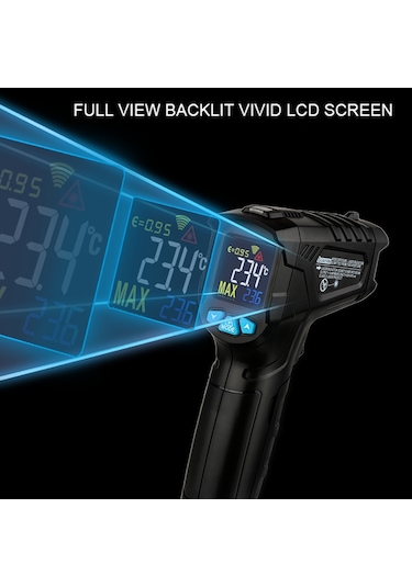 50 800 Endüstriyel Dijital Kızılötesi Termometre Siyah