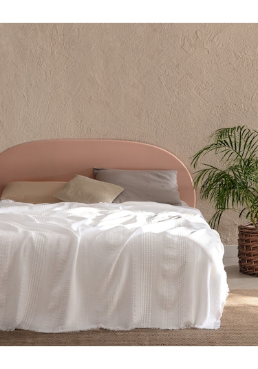 Madame Coco Lucille Çift Kişilik %100 Pamuk Yatak Örtüsü - Beyaz 8684427016732 Beyaz