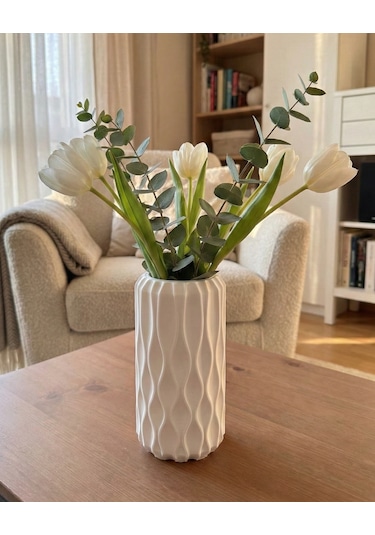 Elana Design Winy Vazo - Modern Tasarımlı Şık Çiçek Vazosu Beyaz