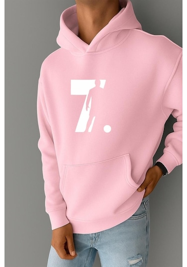 Benroma 3 İplik Penye Cr7 Baskılı Sweatshırt Pembe