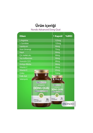 Nondo Advanced Dong Quai With Maca + Vitex Agnus Castus 35 Kapsül