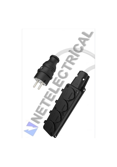 Kauçuk 4'lü 70 Metre Topraklı Grup Priz - 3x2.5 Ttr Tam Bakır Kalın Beyaz Kablo 70 Metre