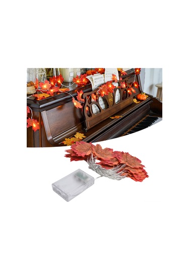 Hangfox 3m 20 Led Islak-iç Mekan Akçaağaç Yapraklı Işık Zinciri, Sabit Ve Yanıp-sönen Modlar, Thanksgiving Noel Dekorasyonu Pil Dahil Değil Diğer