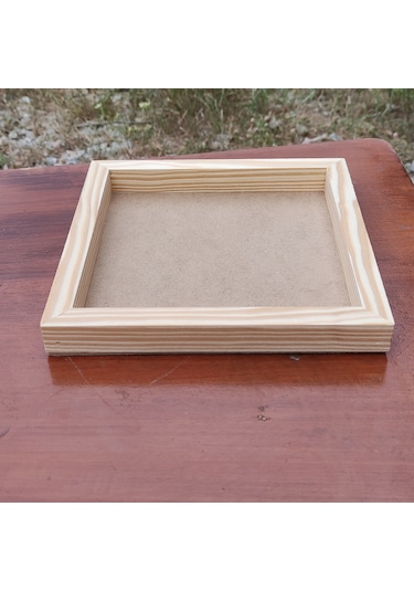 20x20cm Ham Ahşap Çerçeveli Pano Camsız - Arkalık Sabit