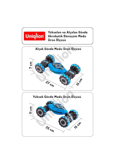 Uzaktan Kumandalı Çift Yönlü 360 Dönebilen Rgb Işıklı Akrobat Araba