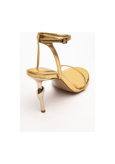 Jasmin Altın Cilt Tek Bantlı Kadın Topuklu Ayakkabı Altın