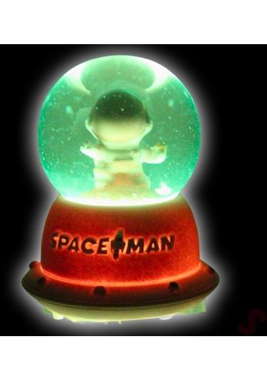 Uçuşan Yıldızlı,7,5cm X 4,5cm Led Işıklı Astronot Küre - Pembe