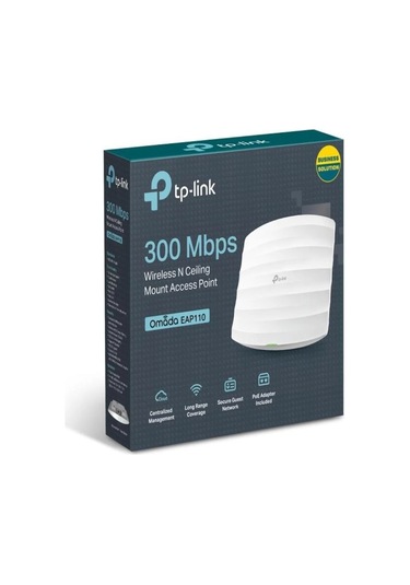 Tp-lınk Omada Eap110 1 Port 10/100 2.4ghz 300mbps 2x4dbı Anten İç Ortam Tavan Tipi Access Poınt Adaptörlü