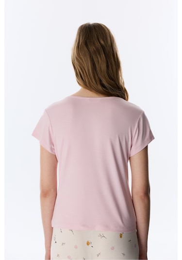 Penti Pembe Margot Solid Tişört Pijama Üstü