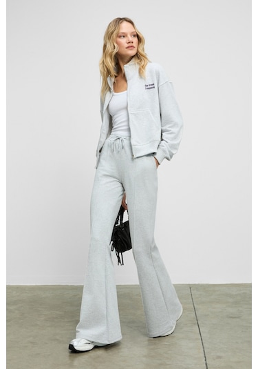 Grımelange Torına Kadın Nakış Detaylı Fermuarlı Çift Cepli Relax Grimelanj Ceket Grimelanj