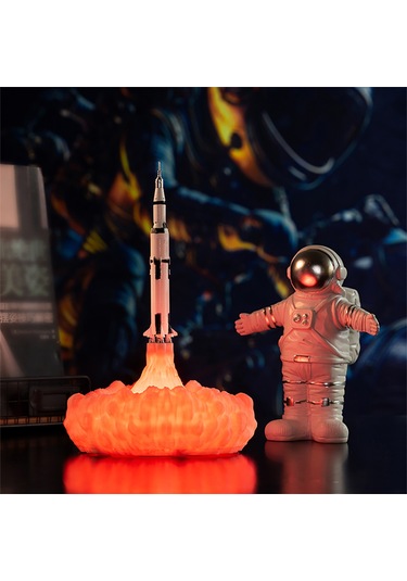 3d Baskı Roket Masa Lambası Komidin Lambası Sıcak Led Beyaz L6165-4 Beyaz