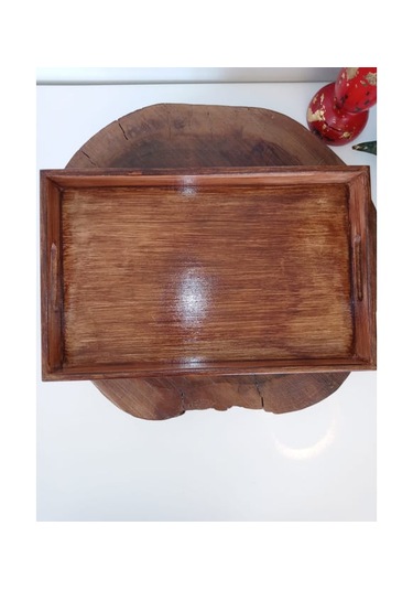 Eskitme Efektli Ahşap Dekoratif Kahve, Çay, Söz, Nişan, Sunum , Servis Tepsisi Eskitme Kahverengi