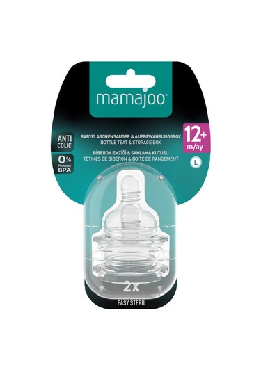 Mamajoo Anti-kolik Biberon Emzikleri 9ay+, Hızlı Akışlı, 2li Paket