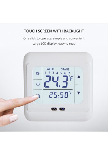 Gajeena Elektrikli Isıtma Termostati, Dokunmatik Lcd Ekranlı, 16a, 3600w, 1 C Hassasiyet, 7 Gün Programlanabilir Oda Sıcaklığı Kontrol Cihazı