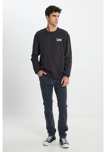 Lee Regular Fit Normal Kesim %100 Pamuk Bisiklet Yaka Antrasit Sweatshir 001