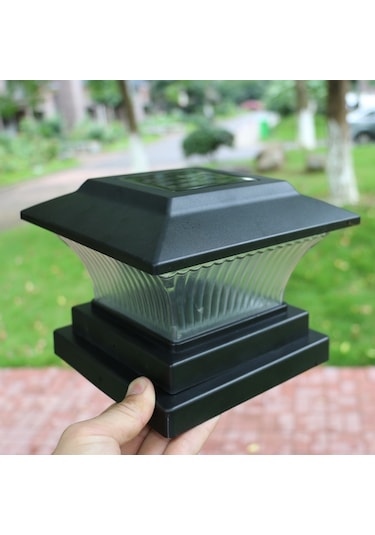 Cbtx Bahçe Aydınlatma Açık Güneş Sütun Lambası Ip44 Su Geçirmez Bahçe Çit Işık Güneş Sokak Lambası Siyah Kabuk + Sarı Sıcak Işık