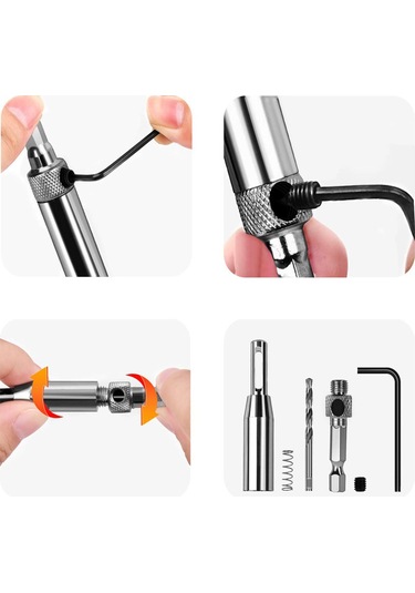 Yaozixia 16 Parça Kendinden Merkezleme Matkap Ucu Seti 1 Altıgen Anahtar İle Ahşap İşleme Pencere Kapı Menteşeleri İçin 16 Parça Yedek Matkap Uçları