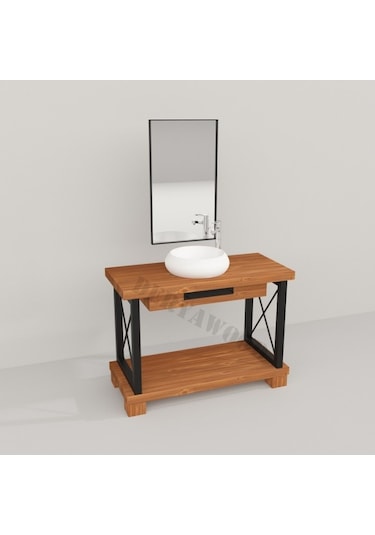 Deryawood  Vento Banyo Dolabı 40*100*76 Açık Ceviz Çok Renkli