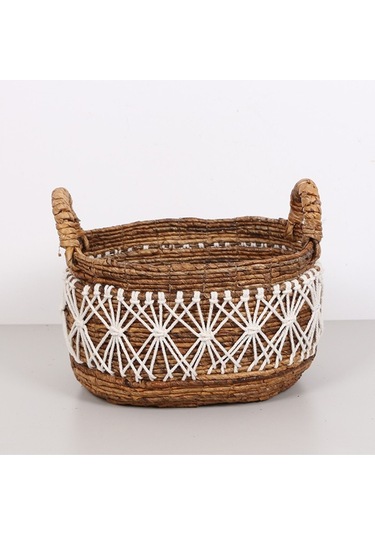 Ürgüp 34x31x28 Cm. Doğal Abaka El Yapımı Oval Sepet M Bej