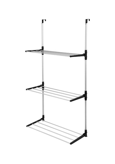 Biricik 3 Katlı Kapı Arkası Alüminyum Çamaşır Kurutmalık Siyah