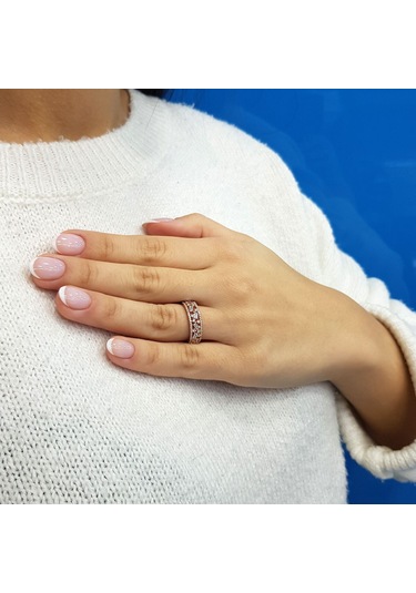 Lova Baget Ve Yuvarlak Pırlanta Taşlı Roma Yolu Yüzük - 1040224