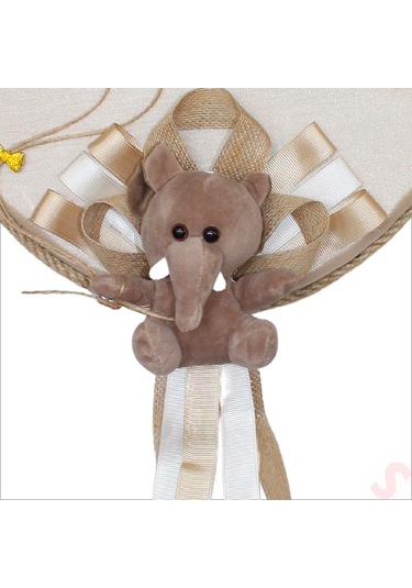 Pelüş Fil Süslemeli, 42cm Oval Kapı Süsü Çok Renkli