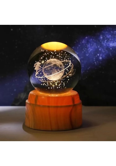 Satürnlü Kız Tasarımlı Dönen Cam Küre