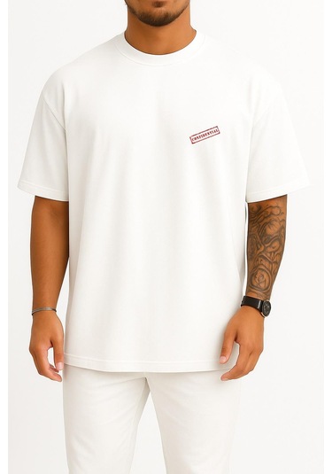 Oversize Confidentiality Secrecy Document Cep Ve Sırt Tasarımlı Unisex T-shirt Beyaz
